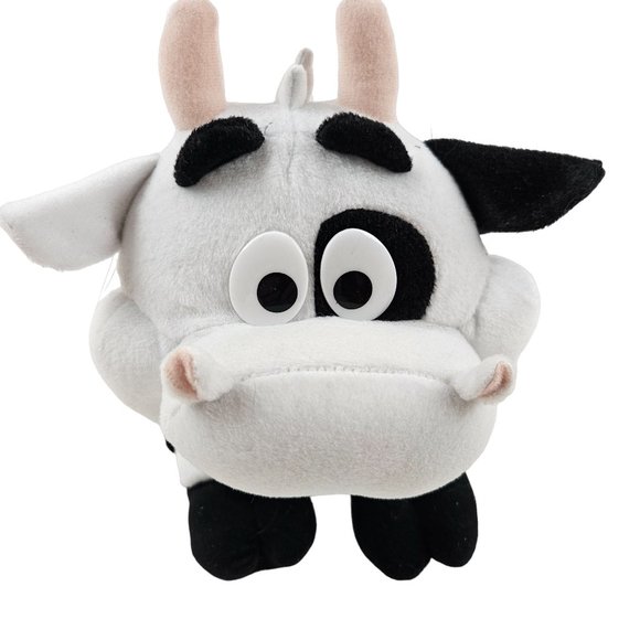 Nanco Cow Plush 2003 White Black Smooth Texture 10 in Tall Stuffed Animal Toy - Picture 1 of 7